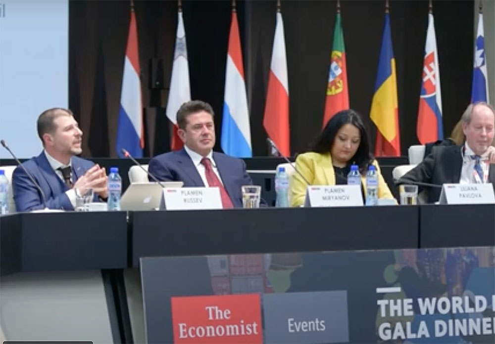 Dr. Russev keynoting The Economist event under the theme 'The world ahead' together with the Commissioner Digital Economy and Society, European Commission, Mariya Gabriel, the Minister of the Presidency of the Council of the European Union and fellows industry experts.
